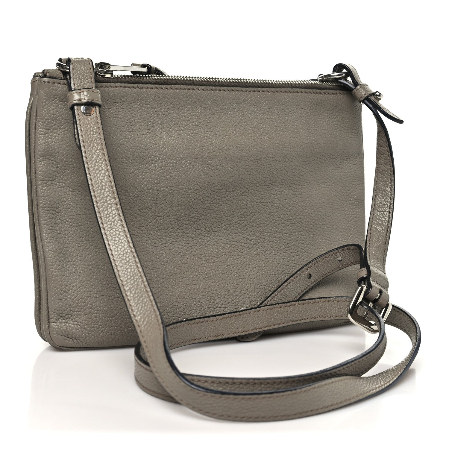 Prada Vitello Phenix Double Zip Crossbody Bag Argilla 3 of 12