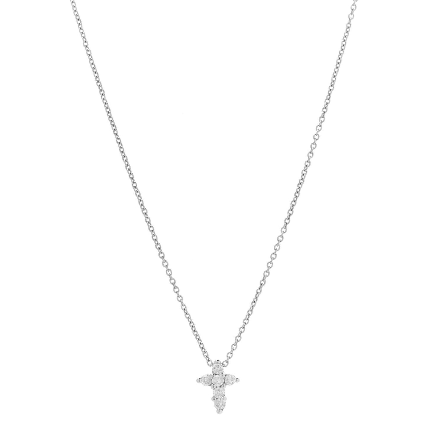 18K White Gold Diamond Tiny Treasures Baby Cross Pendant Necklace