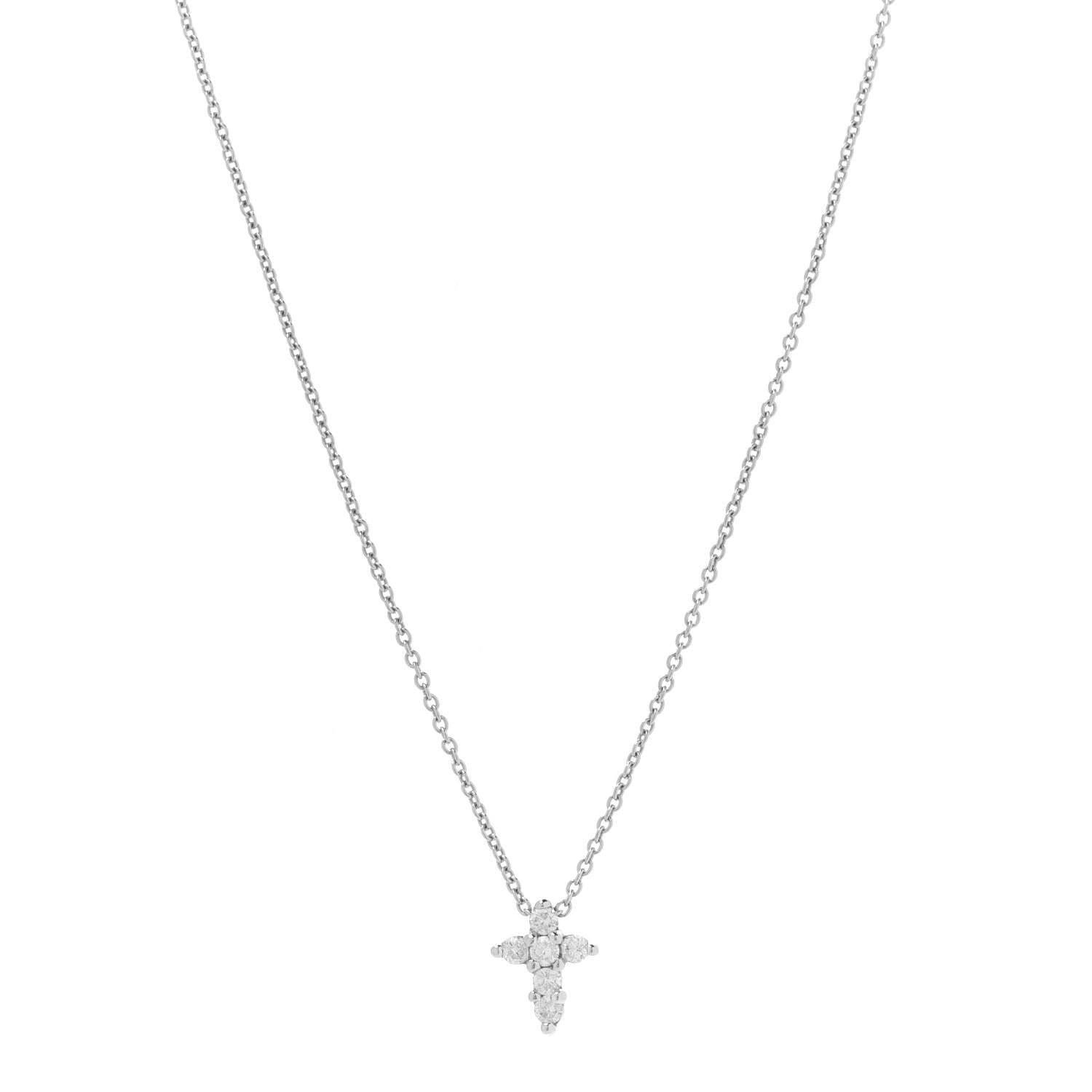 Roberto Coin 18K White Gold Diamond Tiny Treasures Baby Cross Pendant Necklace 1 of 9