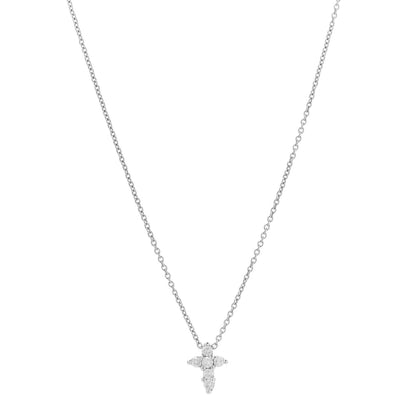 Roberto Coin 18K White Gold Diamond Tiny Treasures Baby Cross Pendant Necklace 1 of 9