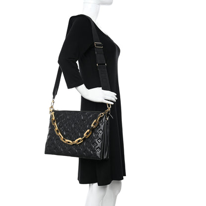 Louis Vuitton Lambskin Embossed Monogram Coussin MM Black 2 of 9