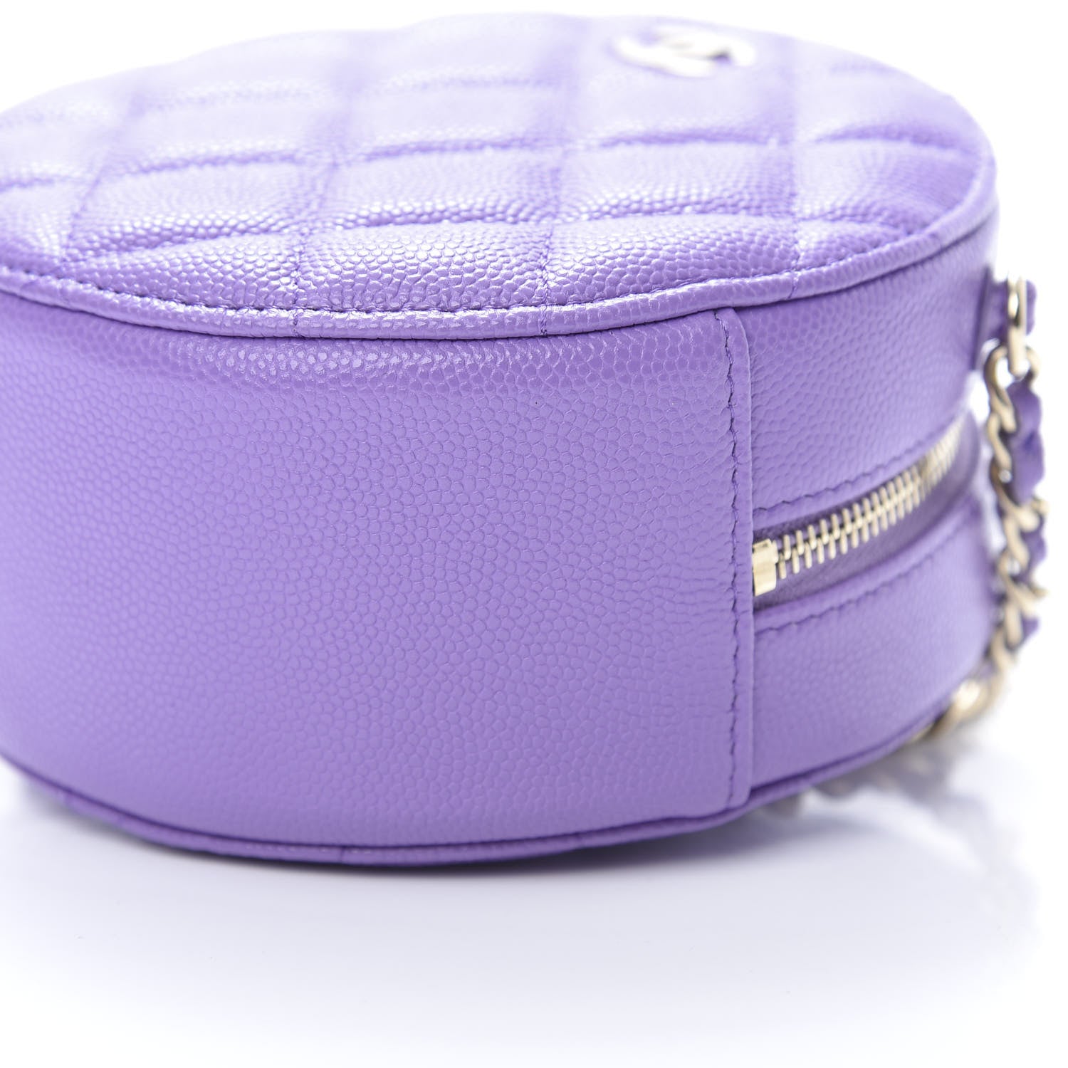 Chanel Caviar Quilted Round Clutch With Chain Purple 10 of 11
