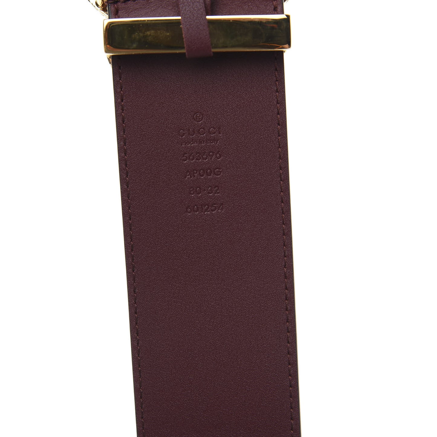 Calfskin Lizard Double G 50mm Belt 80 32 Vintage Bordeaux
