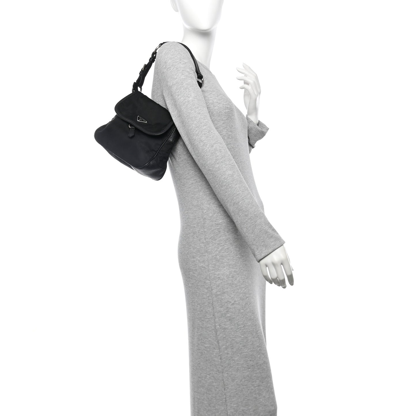 Nylon Vitello Daino Hobo Black