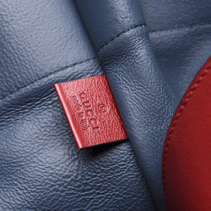 Gucci Suede Calfskin Large Rajah Chain Tote New Blue Romantic Cherry 6 of 13