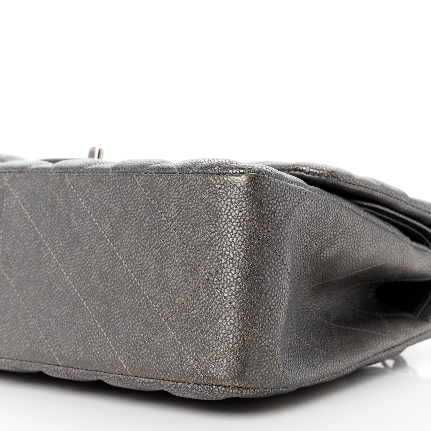 Chanel Metallic Caviar Quilted Jumbo Double Flap Dark Silver 11 of 13