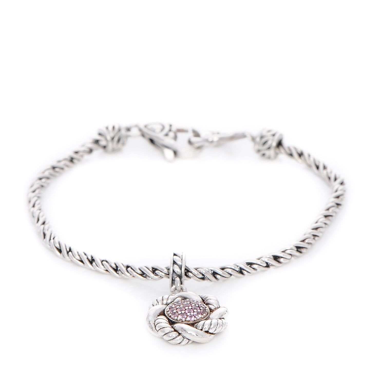 Sterling Silver Pink Sapphire Pendant Bracelet