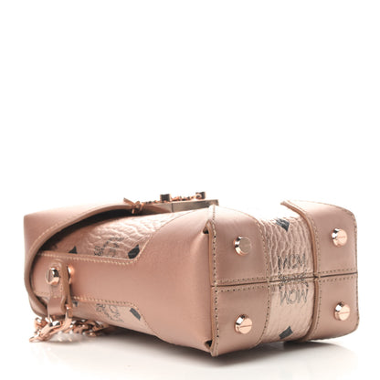 MCM Metallic Visetos Mini Soft Berlin Crossbody Champagne 3 of 5