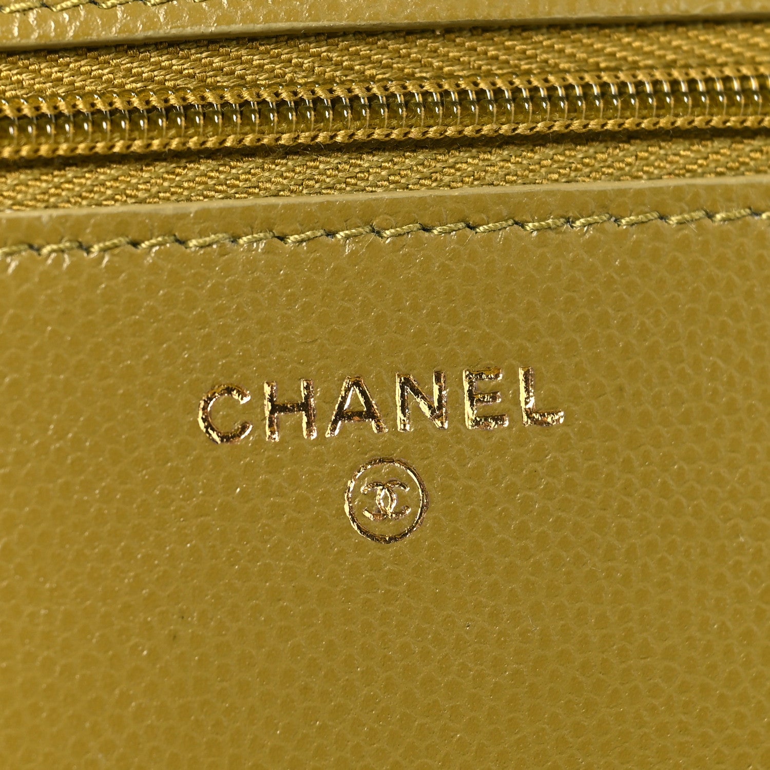 Chanel Caviar Quilted Crystal CC Wallet On Chain WOC Green 6 of 12