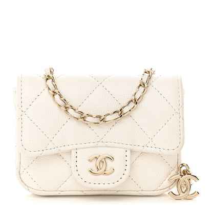 Chanel Caviar Quilted Mini Chain Belt Bag White 1 of 11