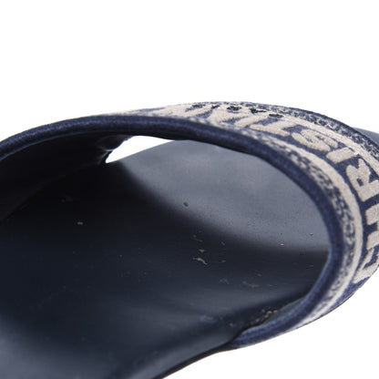 Christian Dior Canvas Embroidered Dway Mules Slide Sandals 38 Deep Blue 8 of 13