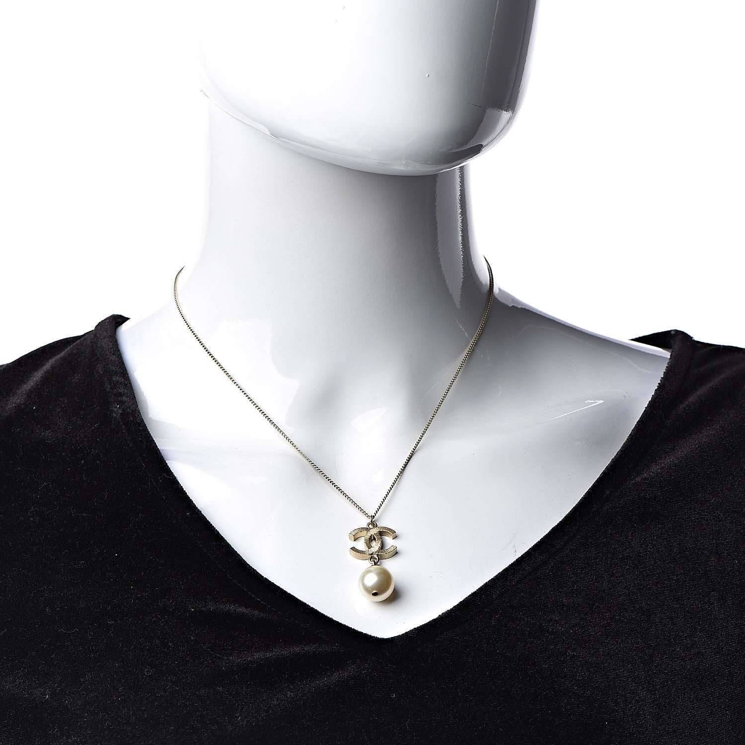 Chanel Pearl CC Drop Necklace Gold 2 of 4