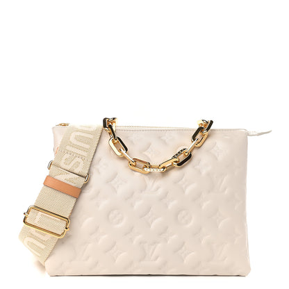 Louis Vuitton Lambskin Embossed Monogram Coussin PM Beige Cream 1 of 9