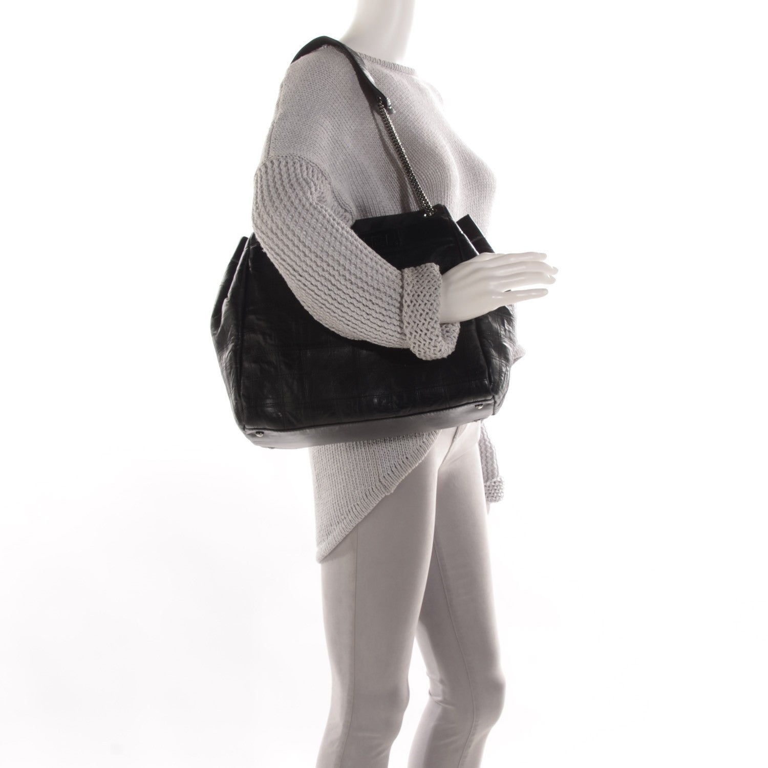 Chanel Lambskin Square Stitched Lax Accordion Shoulder Bag Black 2 of 8