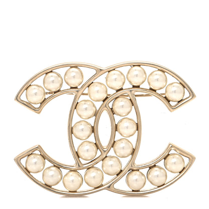Chanel CC Pearl Brooch Pin Gold 1 of 4