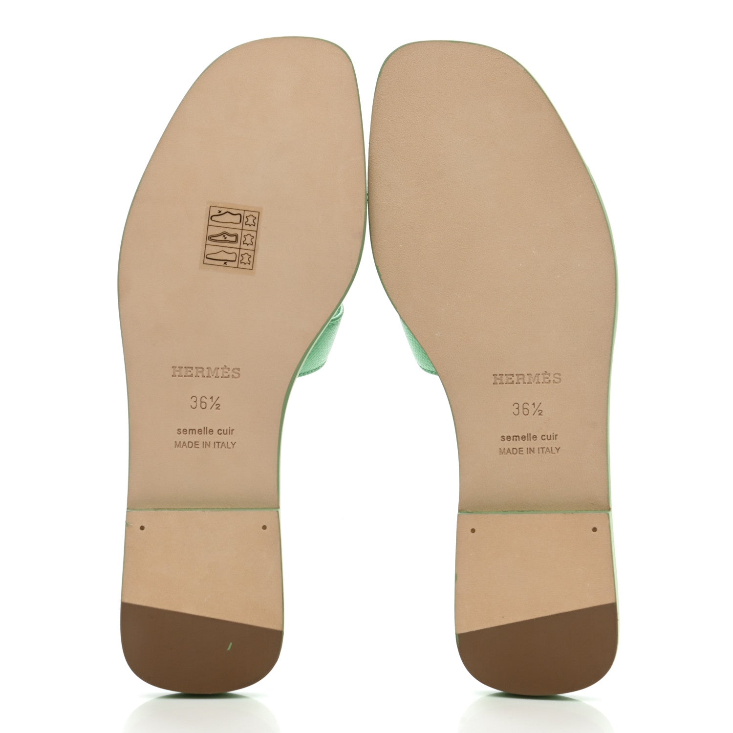 Hermes Epsom Oran Sandals 36.5 Vert Pomme 5 of 9