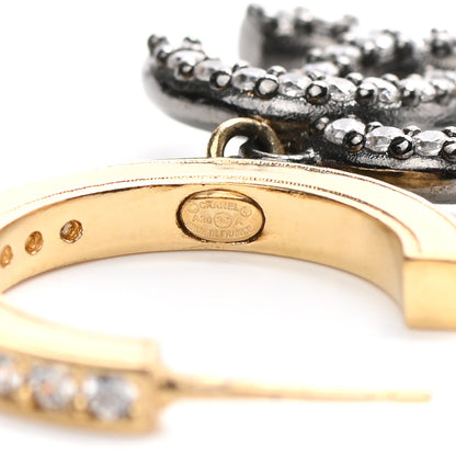 Chanel Crystal Lock Symbols CC Hoop Drop Earrings Gold Ruthenium 4 of 4