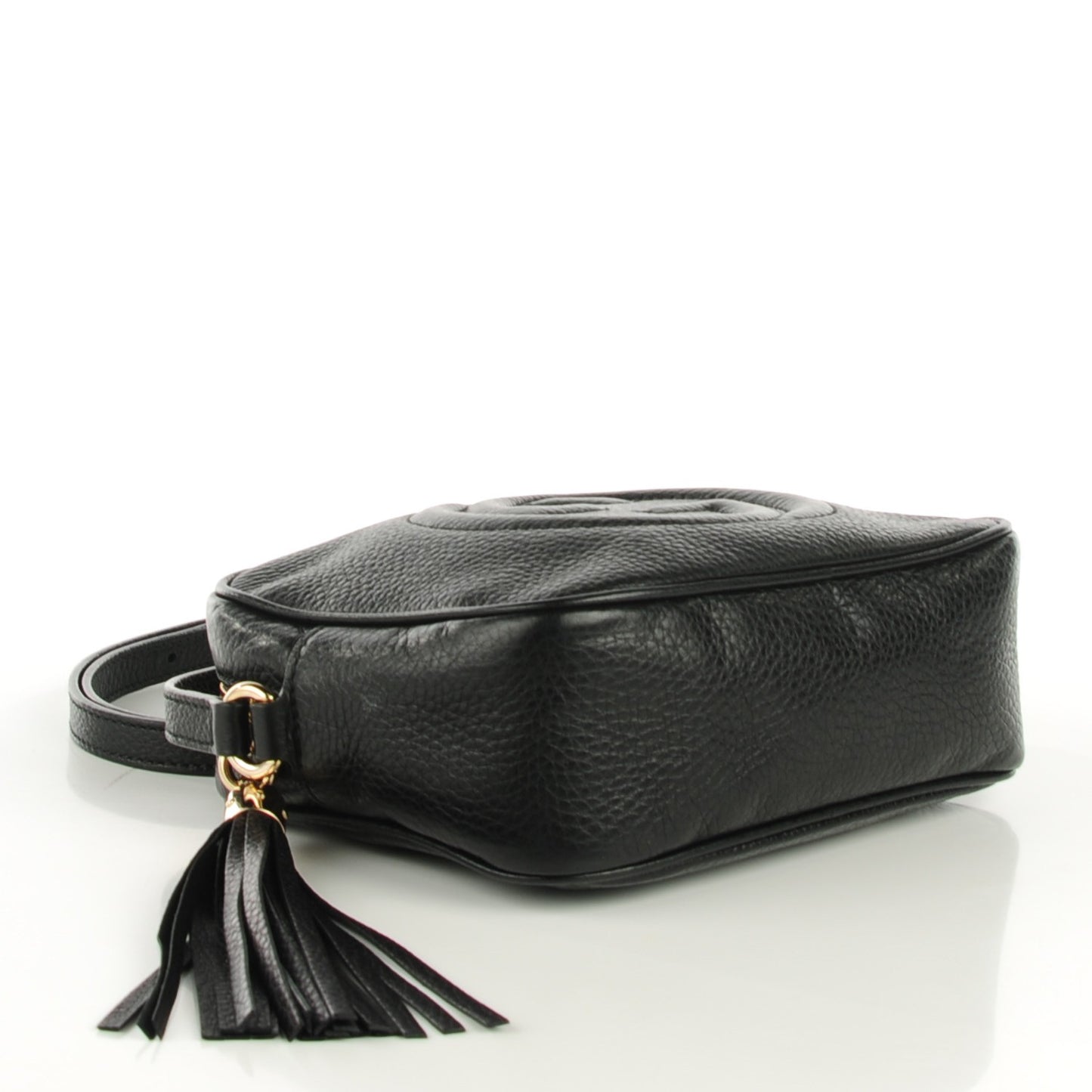 Pebbled Calfskin Small Soho Disco Bag Black