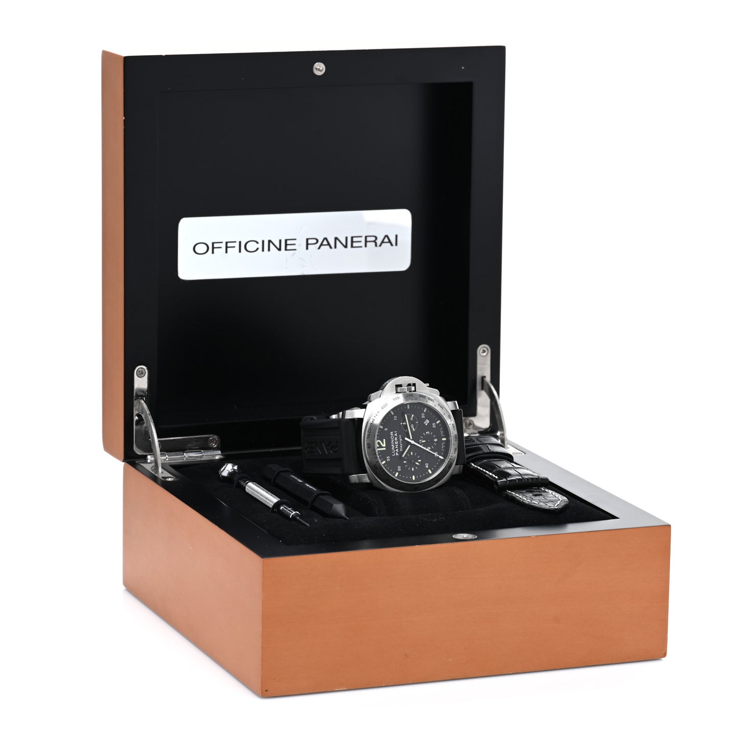 Stainless Steel Rubber 44mm Luminor Daylight Chronograph Automatic Watch Black PAM00250