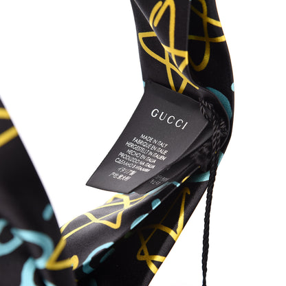 Gucci Silk GucciGhost Stars Print Duchesse Headband Black Sky Blue 5 of 5