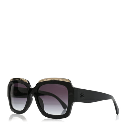 Chanel Acetate Rectangle Logo Sunglasses 71506A Black Gold 1 of 7