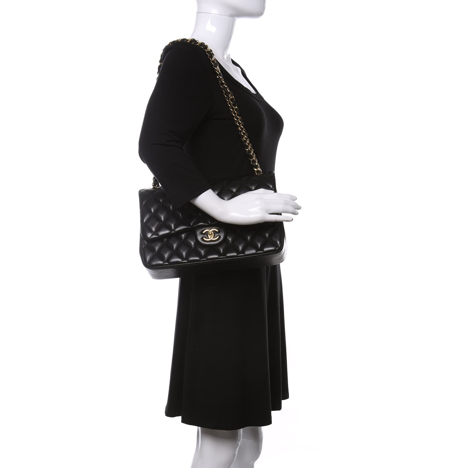 Chanel Lambskin Quilted Jumbo Double Flap Black 2 of 15