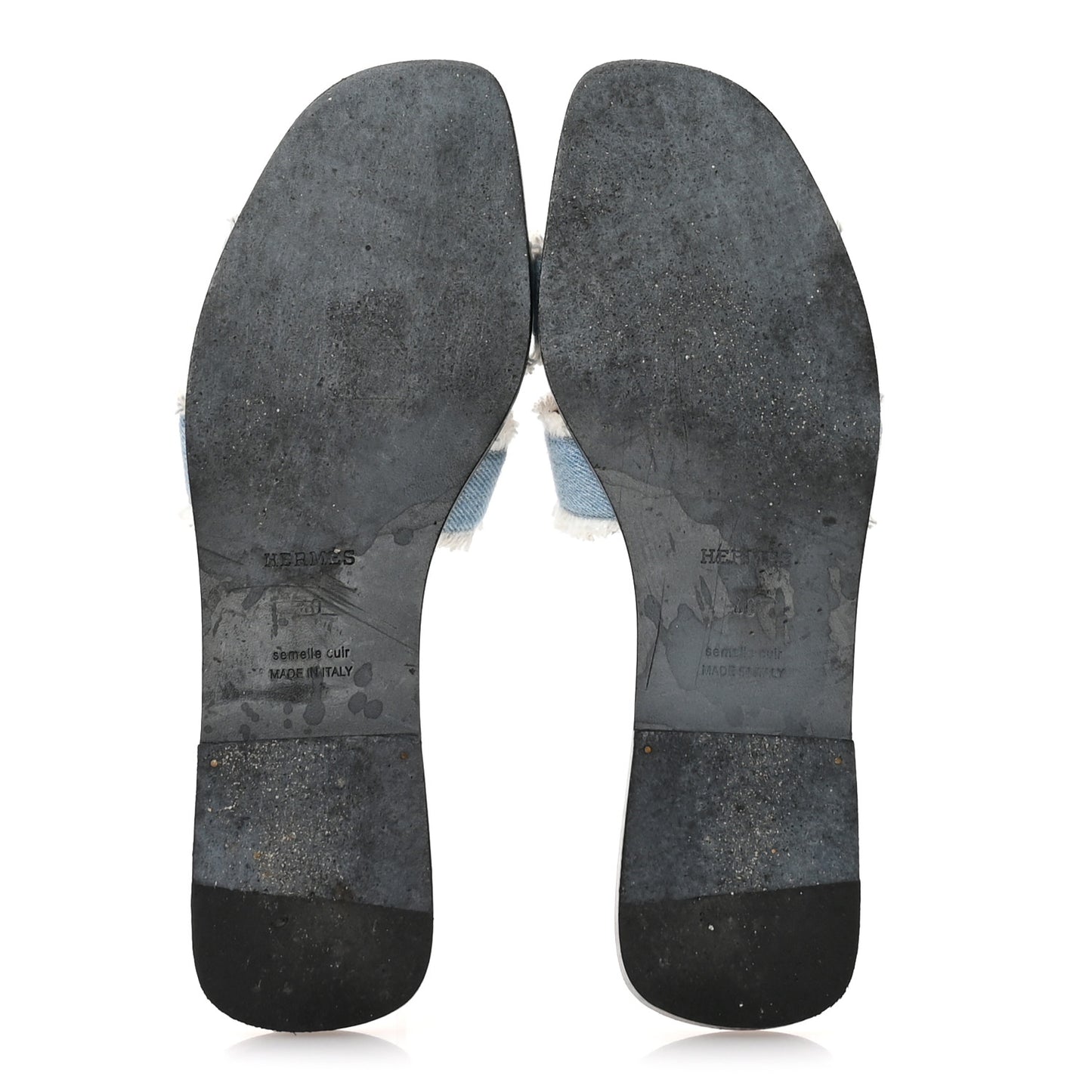 Denim Oran Fringe Sandals 40 Bleu Clair