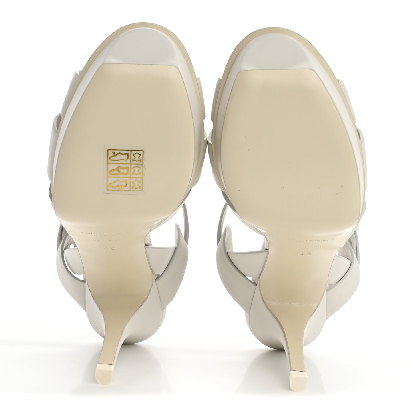 Calfskin Tribute 75 Platform Sandals 36 White