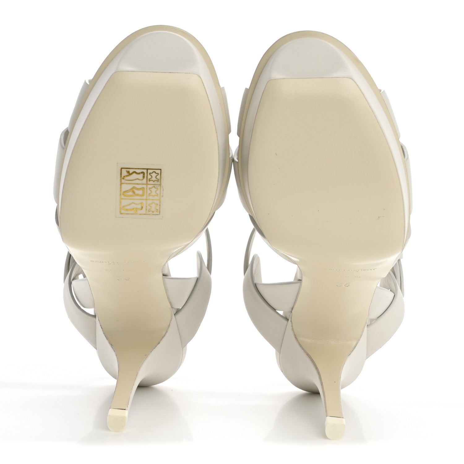 Saint Laurent Calfskin Tribute 75 Platform Sandals 36 White 6 of 9
