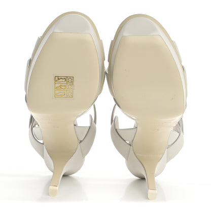 Saint Laurent Calfskin Tribute 75 Platform Sandals 36 White 6 of 9