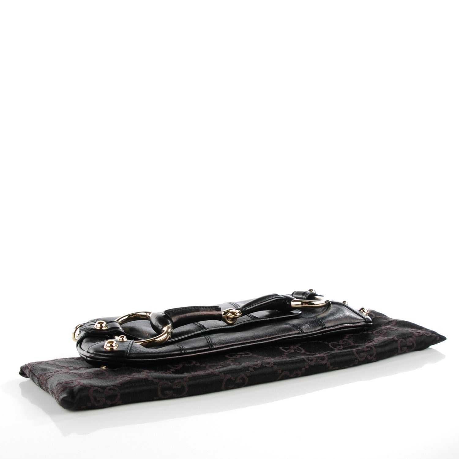 Gucci Calfskin Small Horsebit Chain Clutch Black 4 of 7
