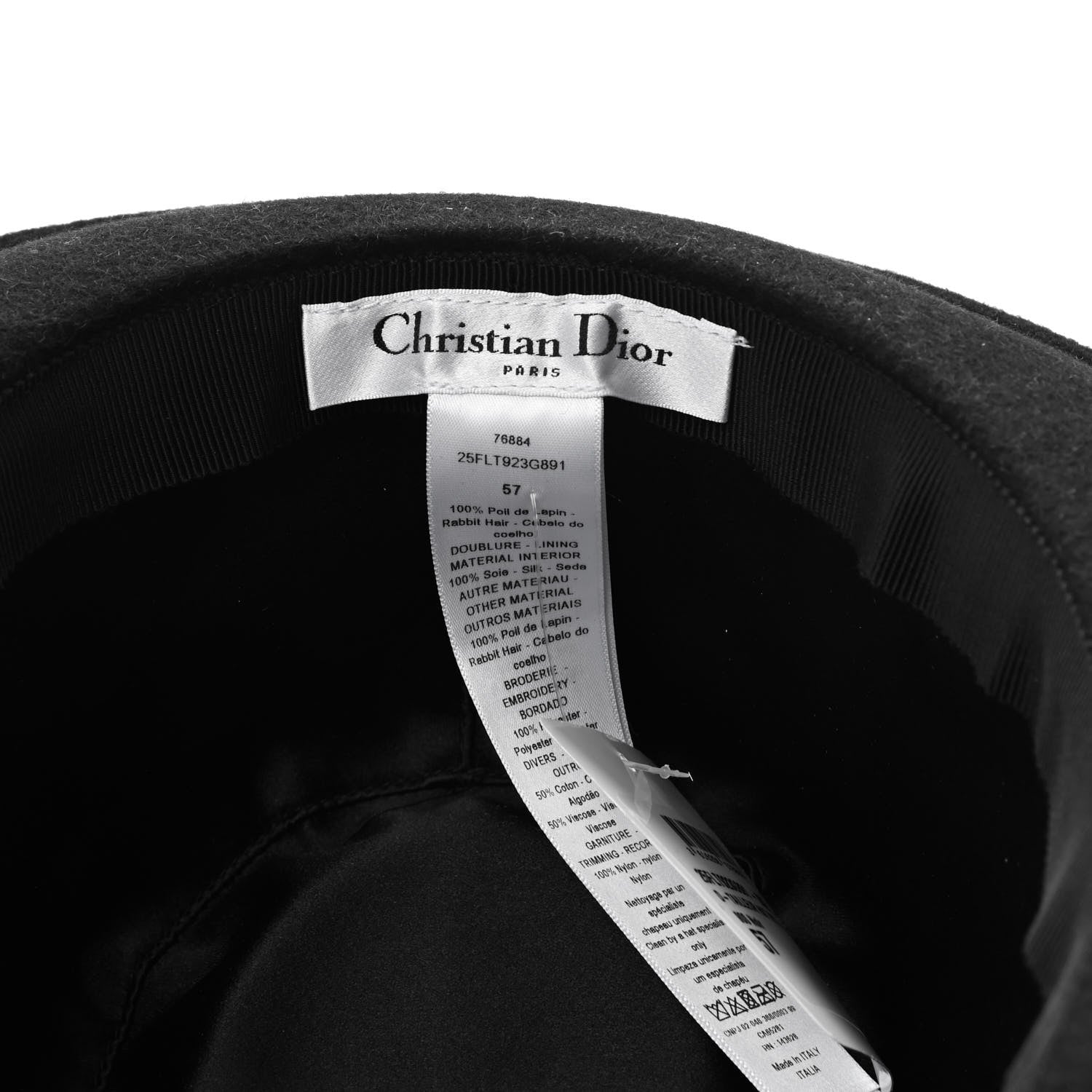 Christian Dior Rabbit Felt Veil Hat 57 Black 6 of 8
