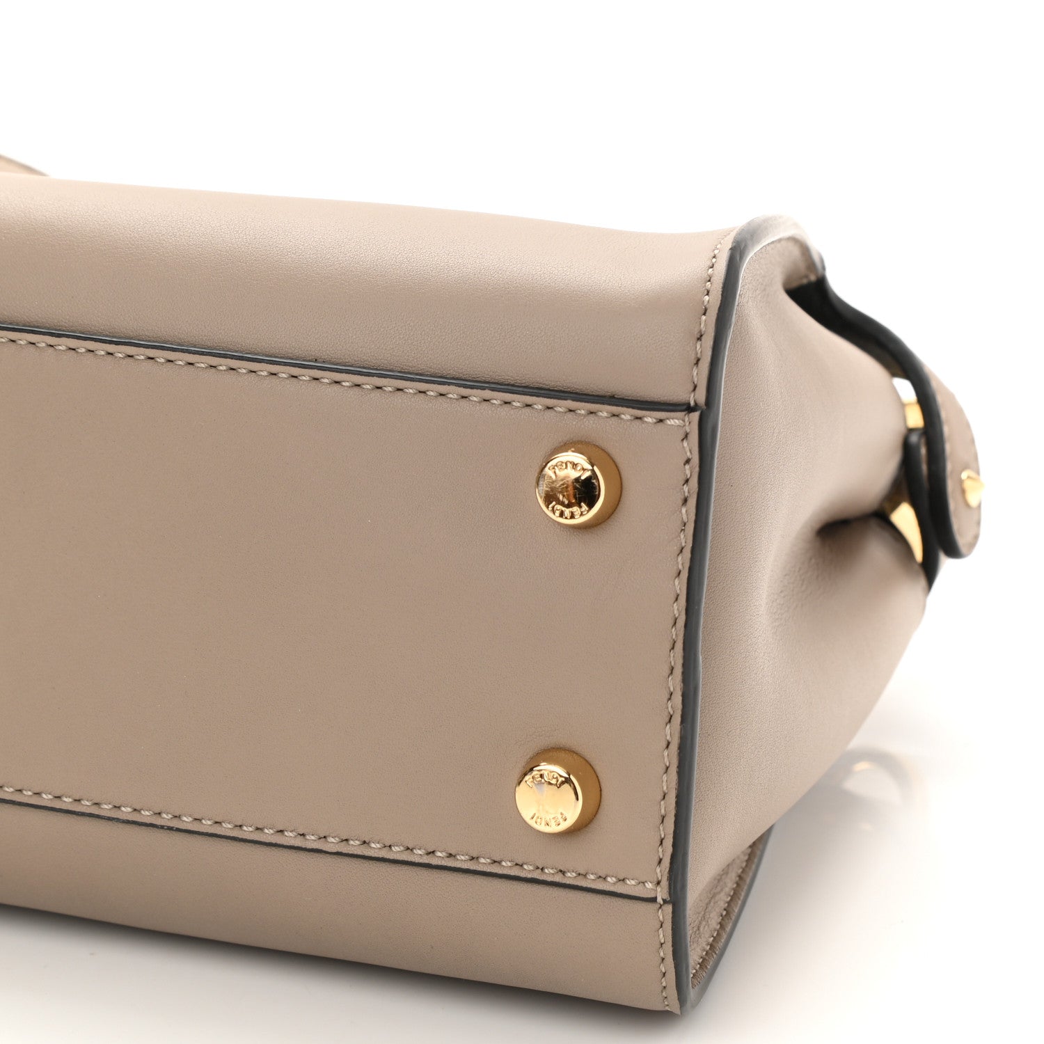 Fendi Vitello Tahiti Burro Medium Peekaboo Iconic Essentially Satchel Tortora Black 8 of 8