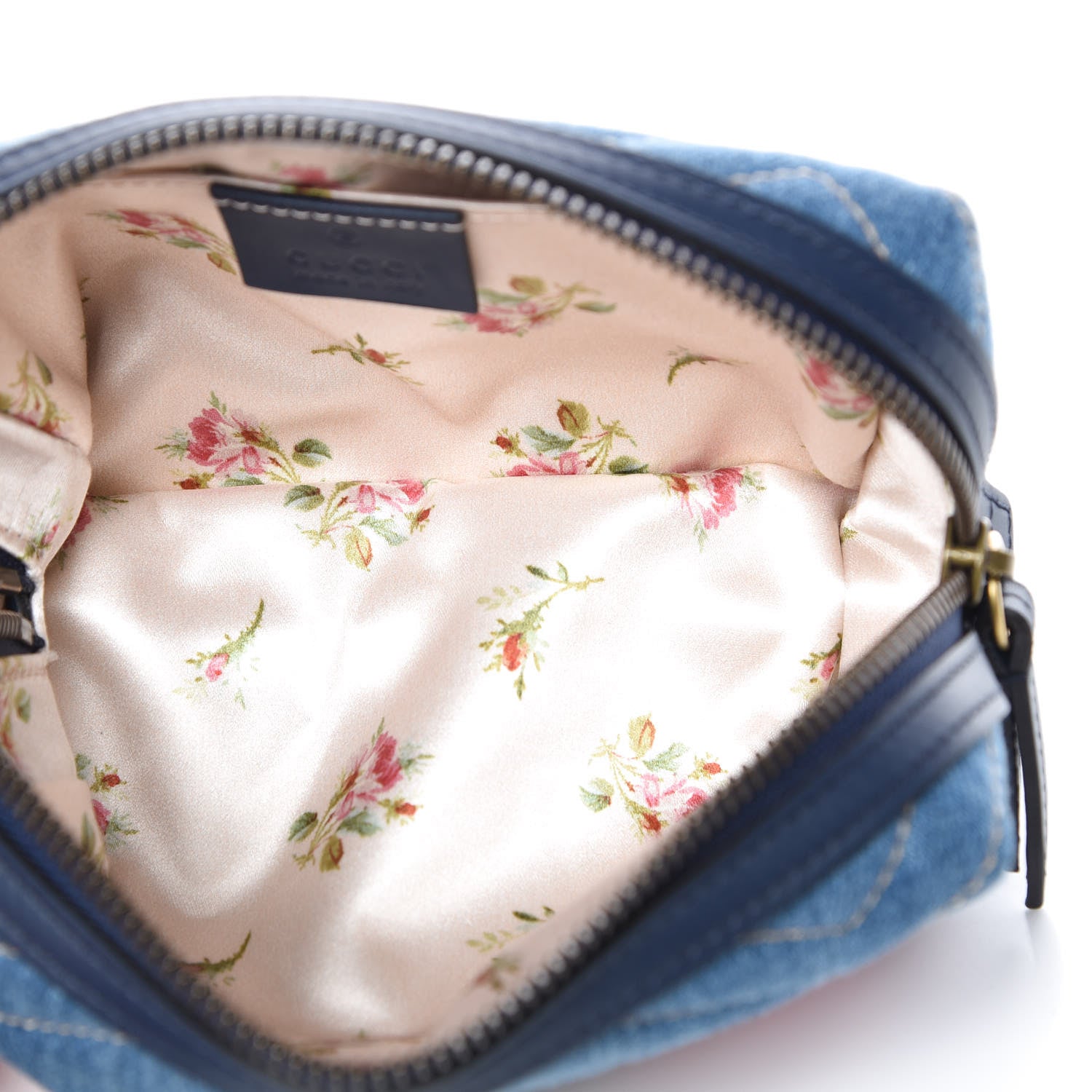 Gucci Denim Matelasse Flower Japan Limited GG Marmont Cosmetic Case Blue 5 of 9