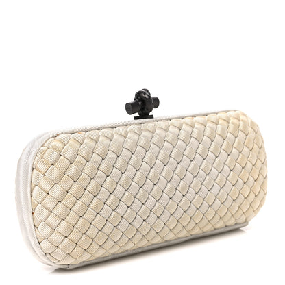Bottega Veneta Silk Faille Intrecciato Knot Clutch Mist 3 of 6