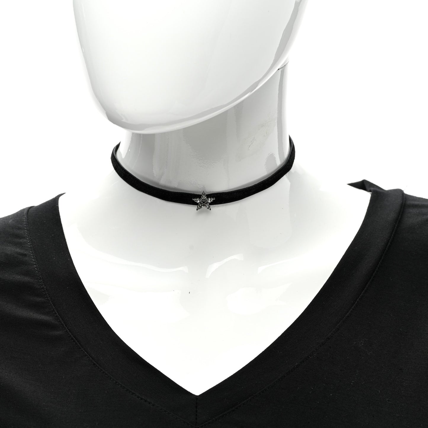 Velvet Crystal Star Choker Necklace Black