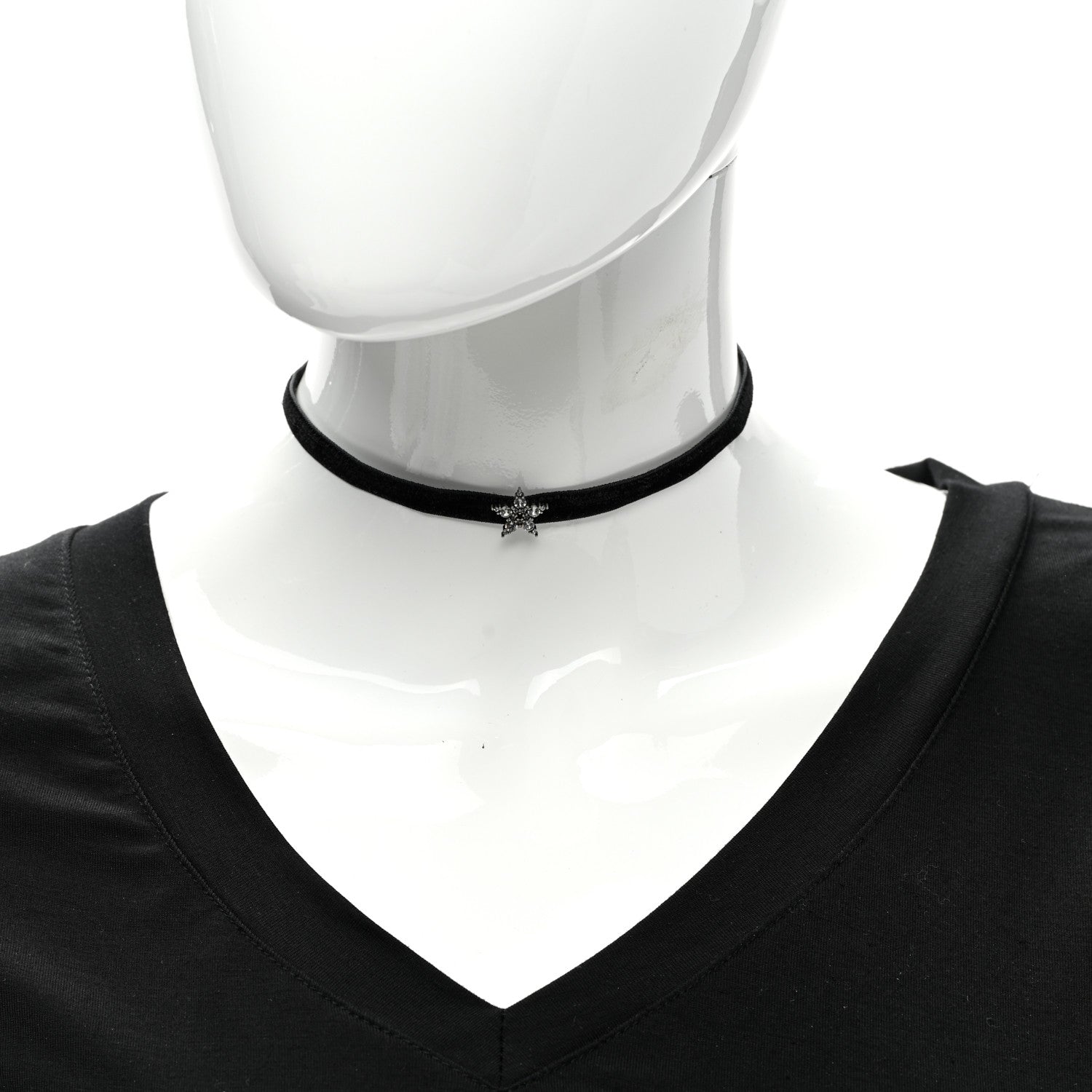 Christian Dior Velvet Crystal Star Choker Necklace Black 2 of 5