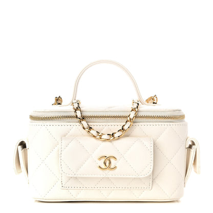 Chanel Lambskin Quilted Polly Pocket East West Top Vanity With Chain White 1 of 10