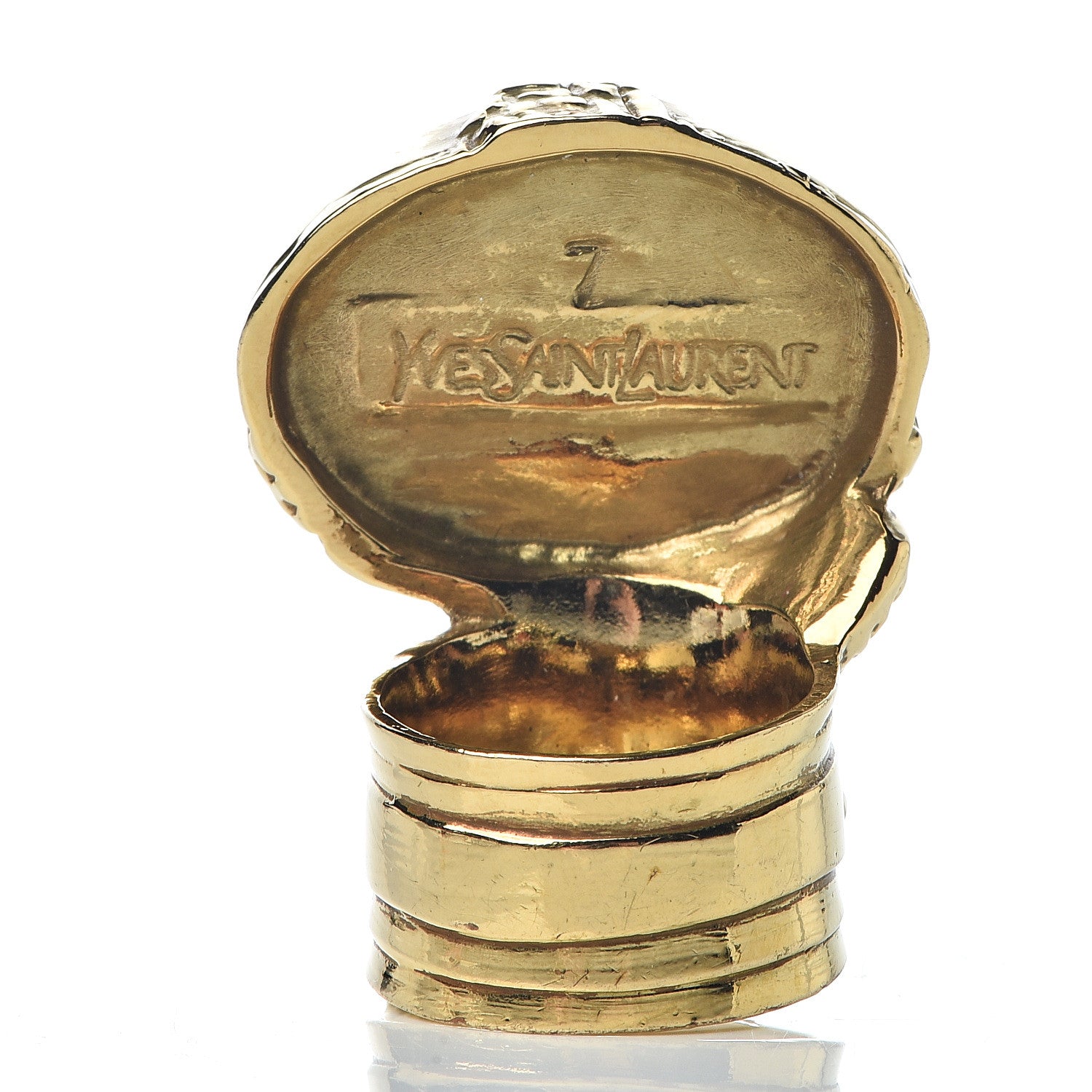 Saint Laurent Glass Cabochon Arty Ovale Ring 7 Gold Lapis 4 of 5