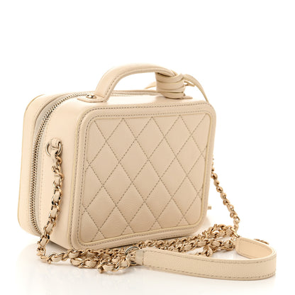Chanel Caviar Quilted Small CC Filigree Vanity Case White 3 of 11