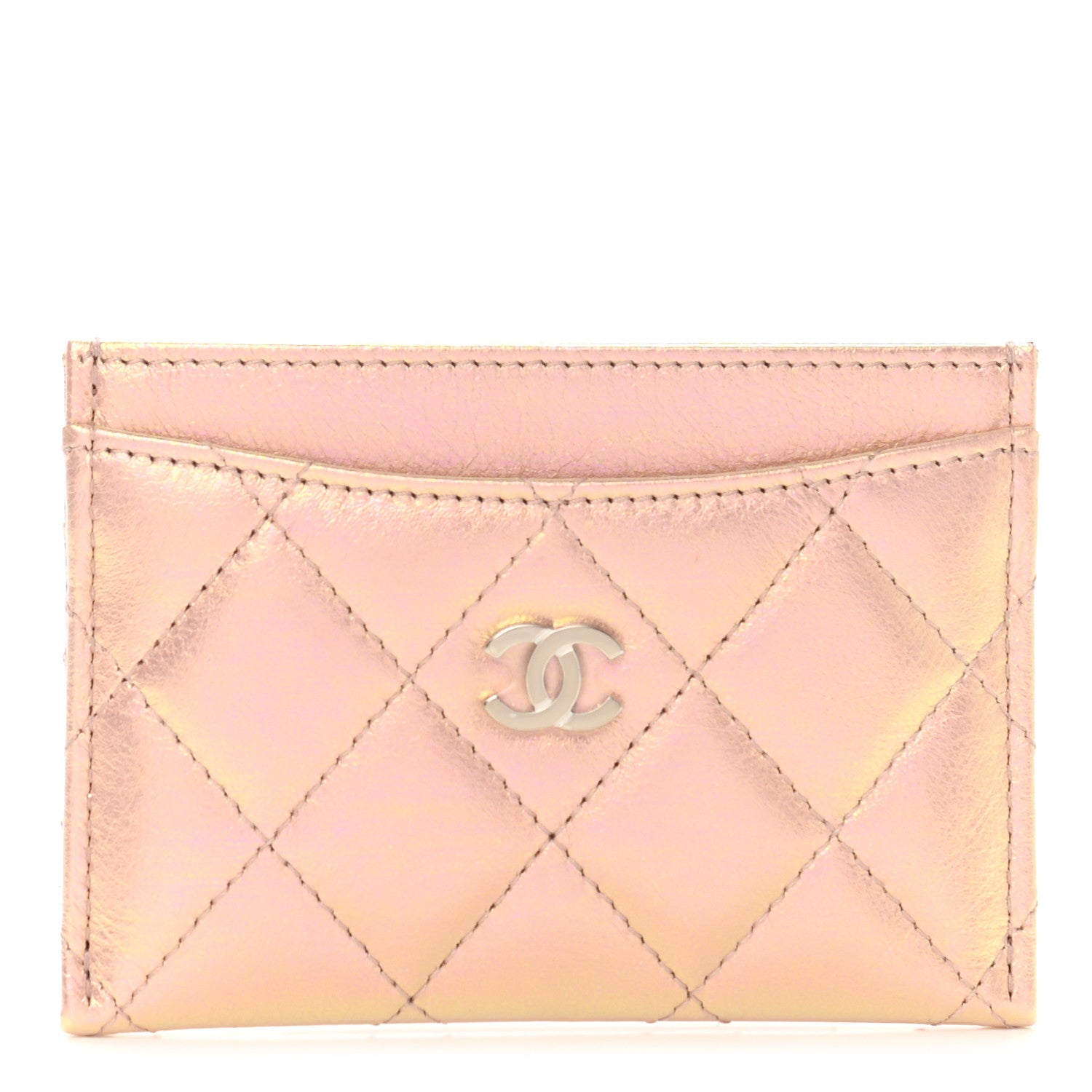 Chanel Iridescent Calfskin Quilted Card Holder Pink 1 of 9