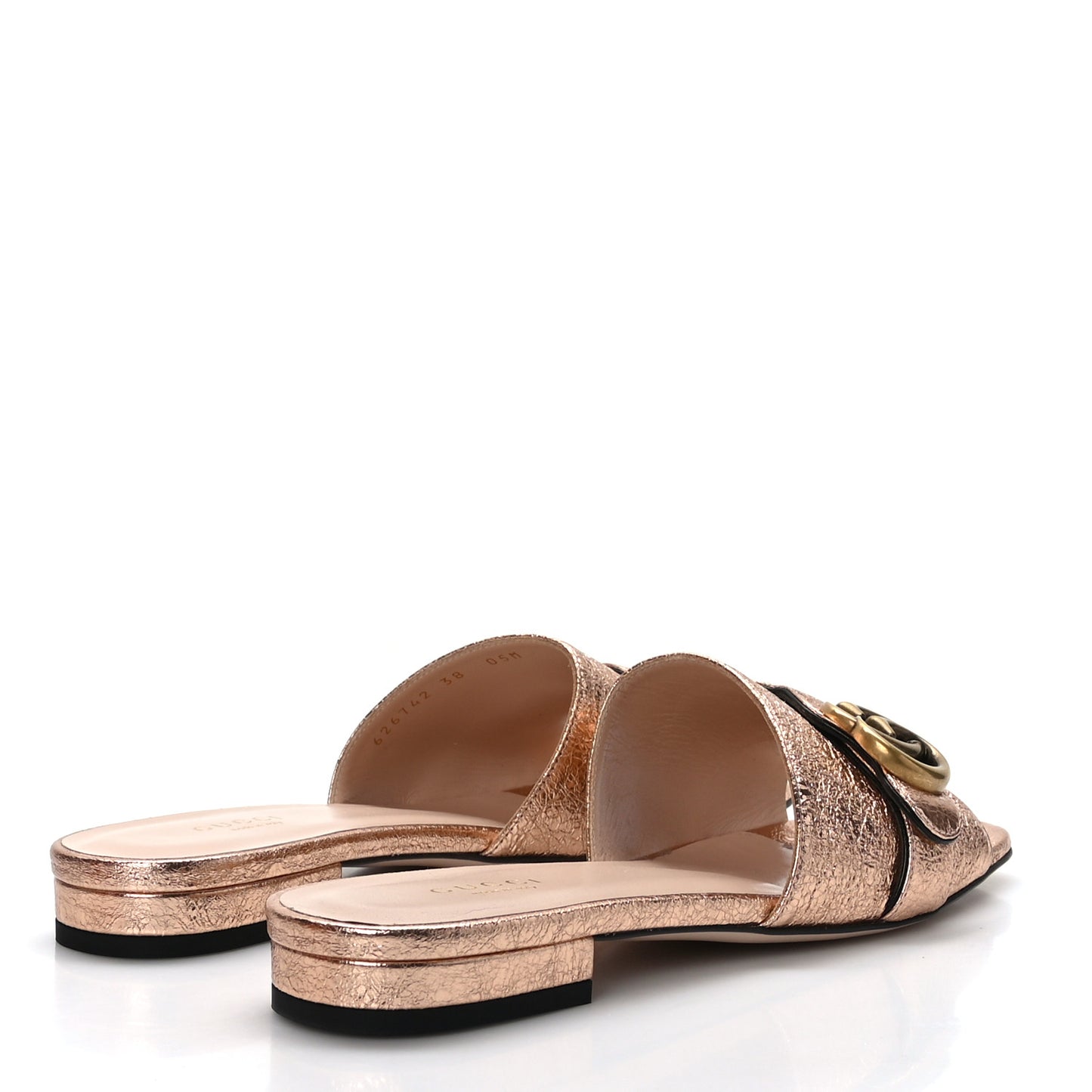 Galassia GG Marmont Flat Slide Sandals 38 Salmone