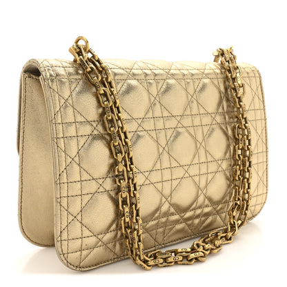 Christian Dior Metallic Lambskin Cannage Large Dioraddict Flap Bag Gold 3 of 10