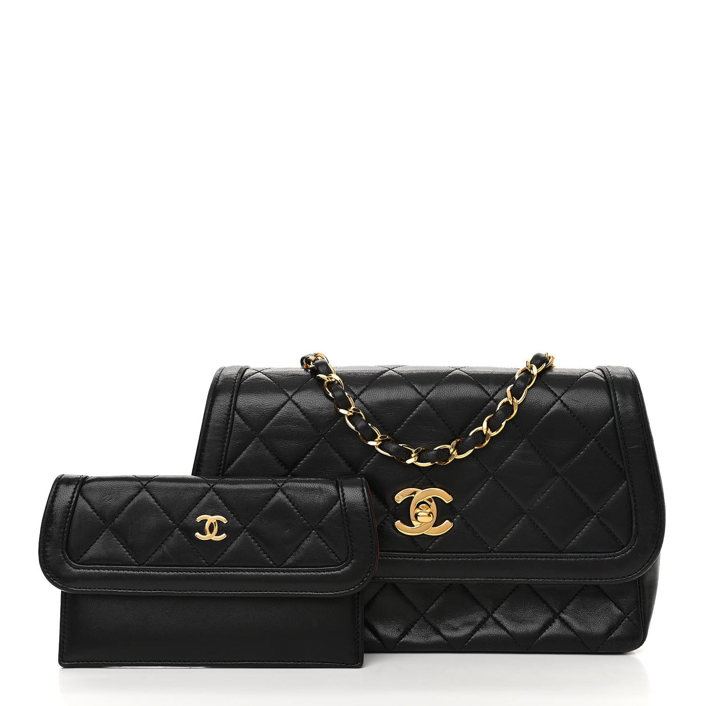 Lambskin Quilted Medium Single Flap Black
