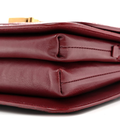 Balenciaga Shiny Calfskin Crocodile Embossed Small B Crossbody Bag Dark Red 9 of 11