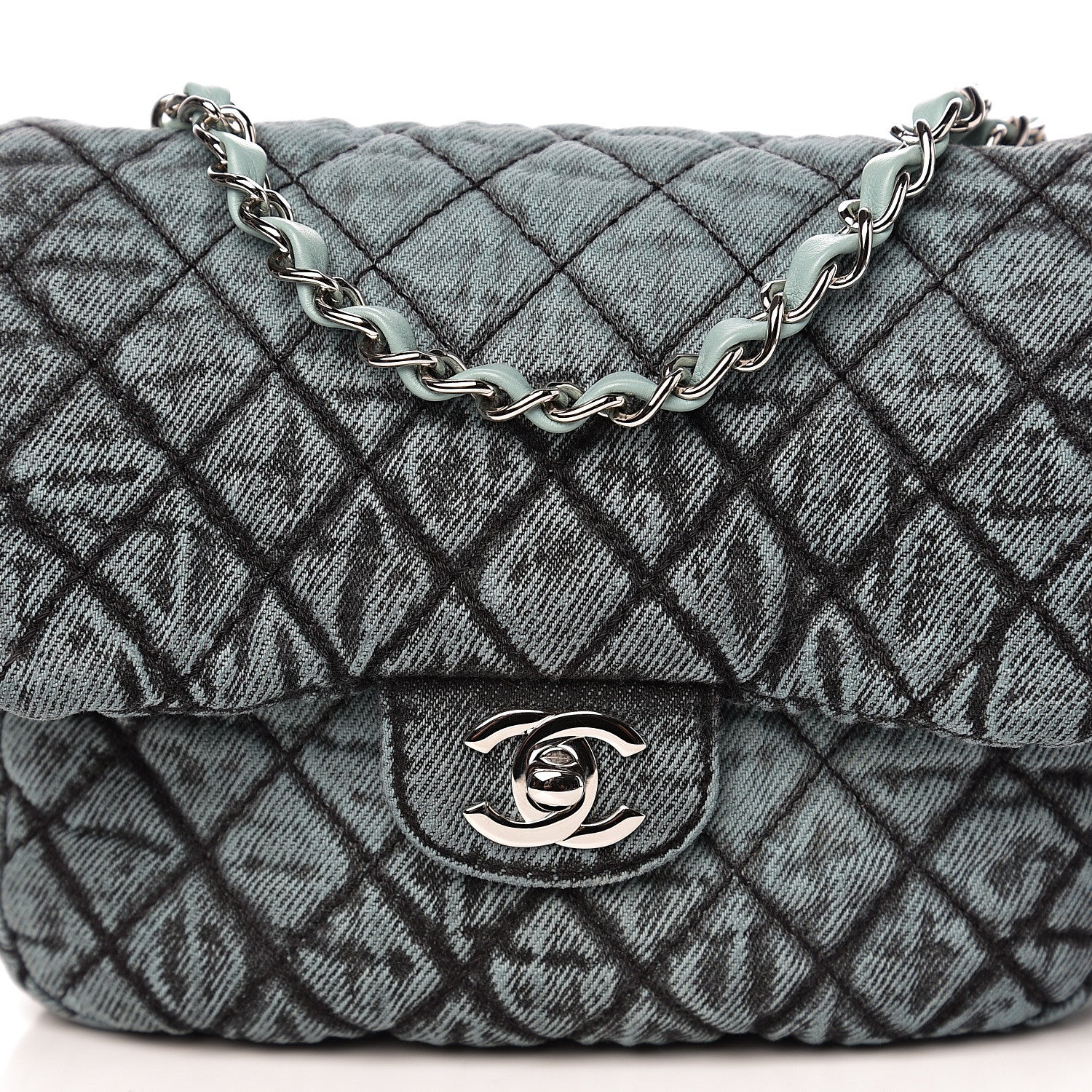 Chanel Washed Denim Quilted Small Denimpression Flap Blue Black 9 of 10