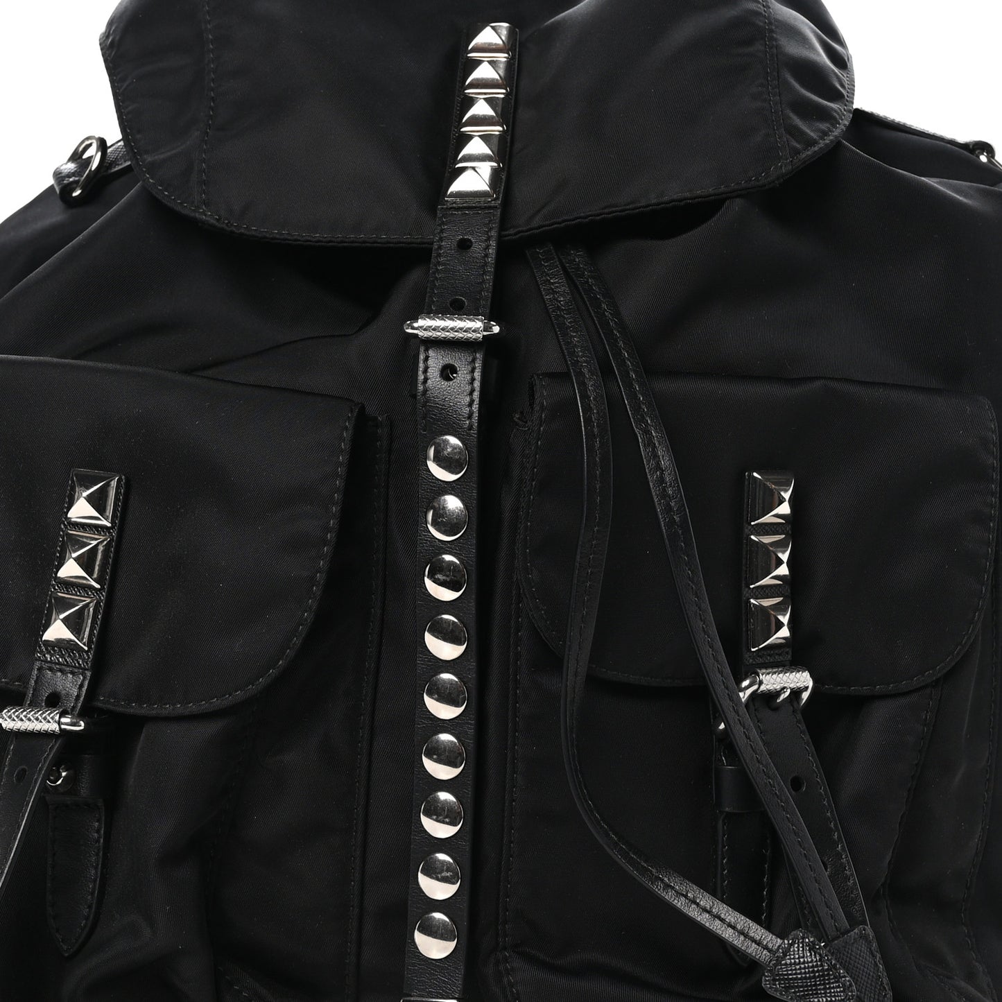 Nylon New Vela Studded Backpack Black