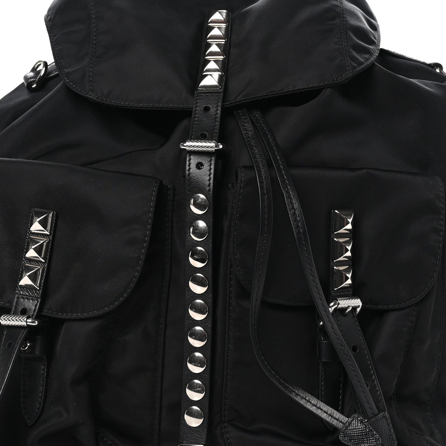 Prada Nylon New Vela Studded Backpack Black 7 of 9
