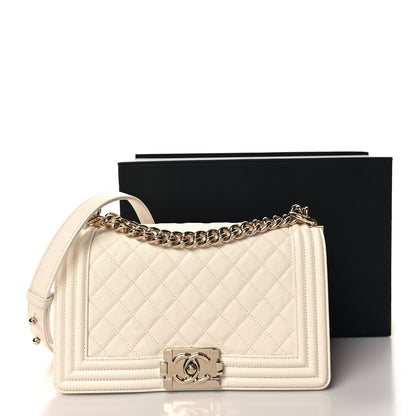 Chanel Caviar Quilted Medium Boy Flap White 11 of 11