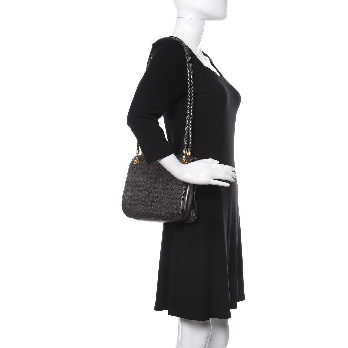 Metallic Nappa Intrecciato Shoulder Bag Bronze